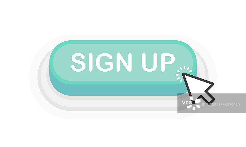 扁平风格的绿色3D注册按钮图片素材