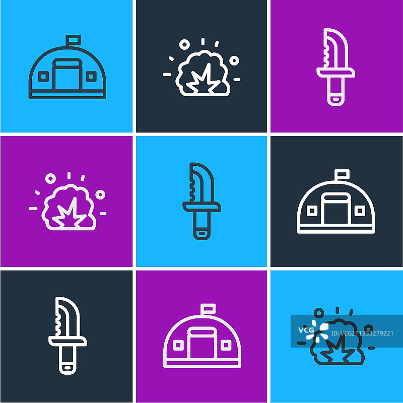 军营刀具炸弹等军事元素图片素材