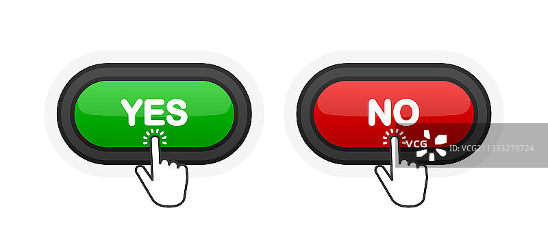 是或否绿色或红色写实3D按钮图片素材