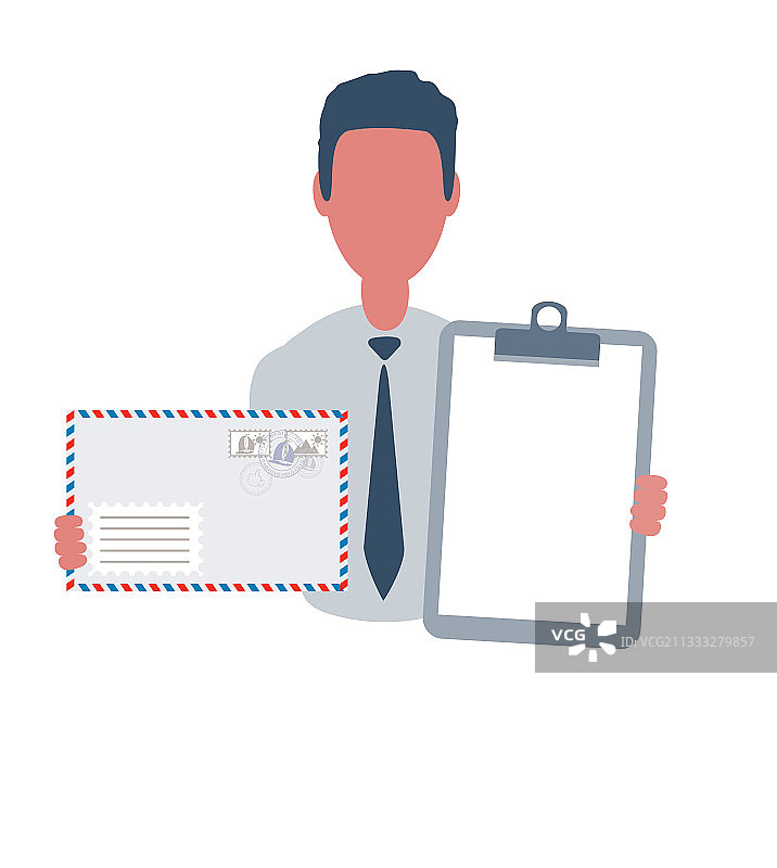 商人或职员拿着一张空白纸图片素材