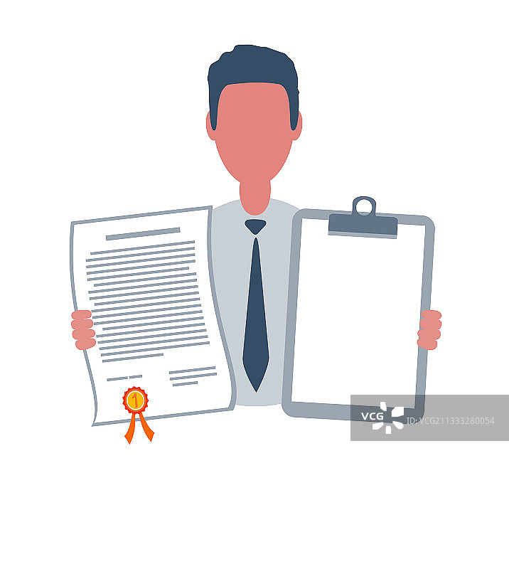 拿着空白纸的商人或职员图片素材