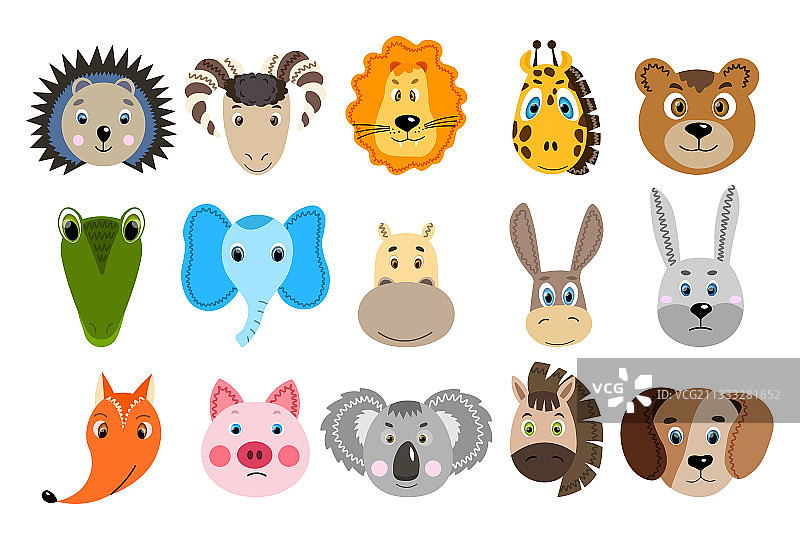 彩色可爱动物兔子脸图案图片素材