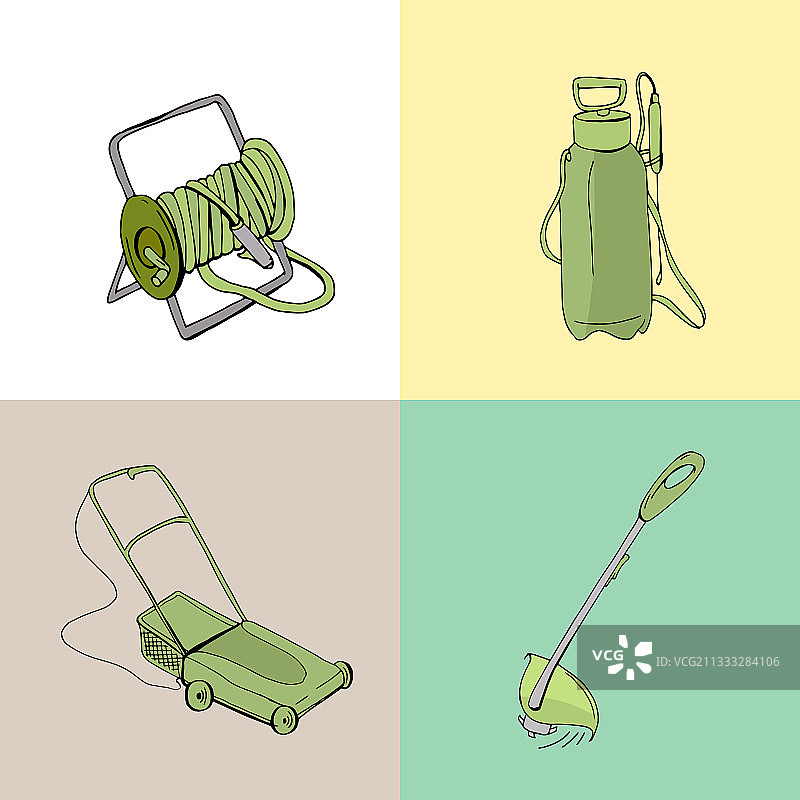 彩色园艺工具套装图片素材