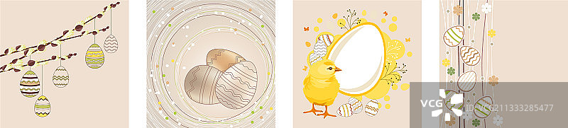 米色复活节节日模板套装图片素材