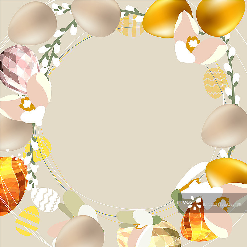 带有彩蛋和鲜花的节日复活节模板图片素材