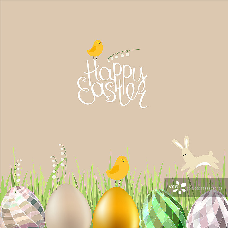 生长着青草的复活节彩蛋模板图片素材