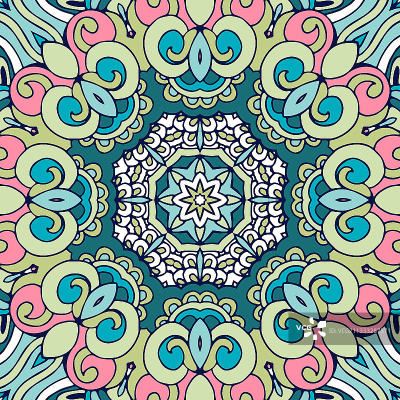 抽象节日彩色花卉曼陀罗民族风图片素材