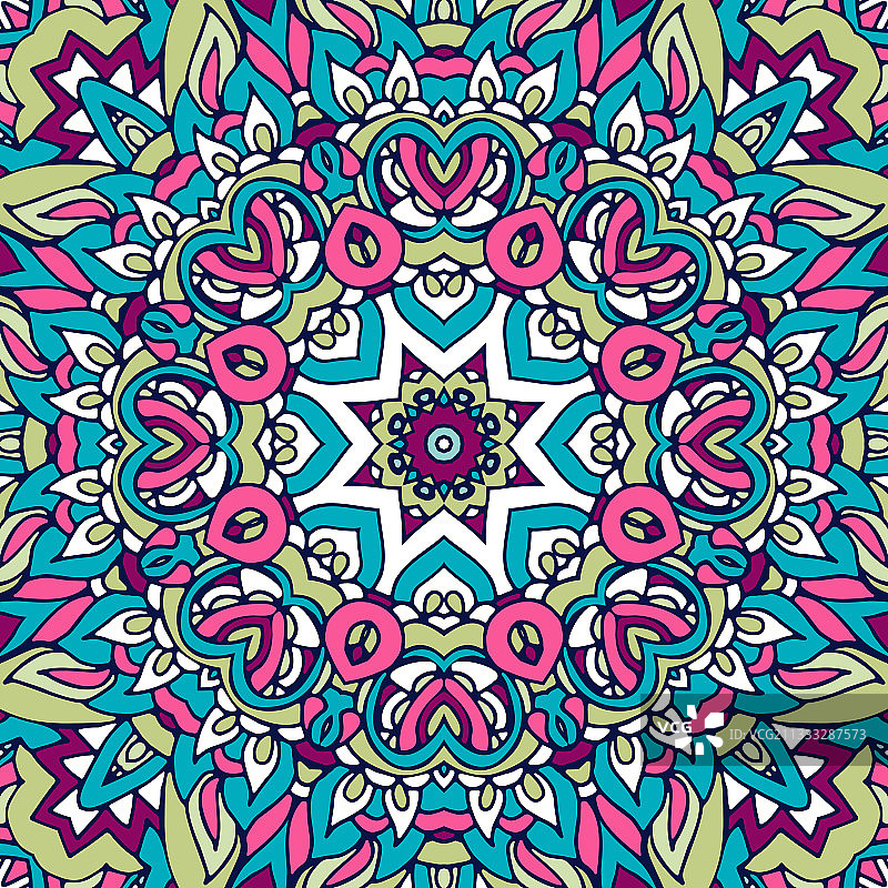 抽象花卉曼陀罗表面设计图片素材