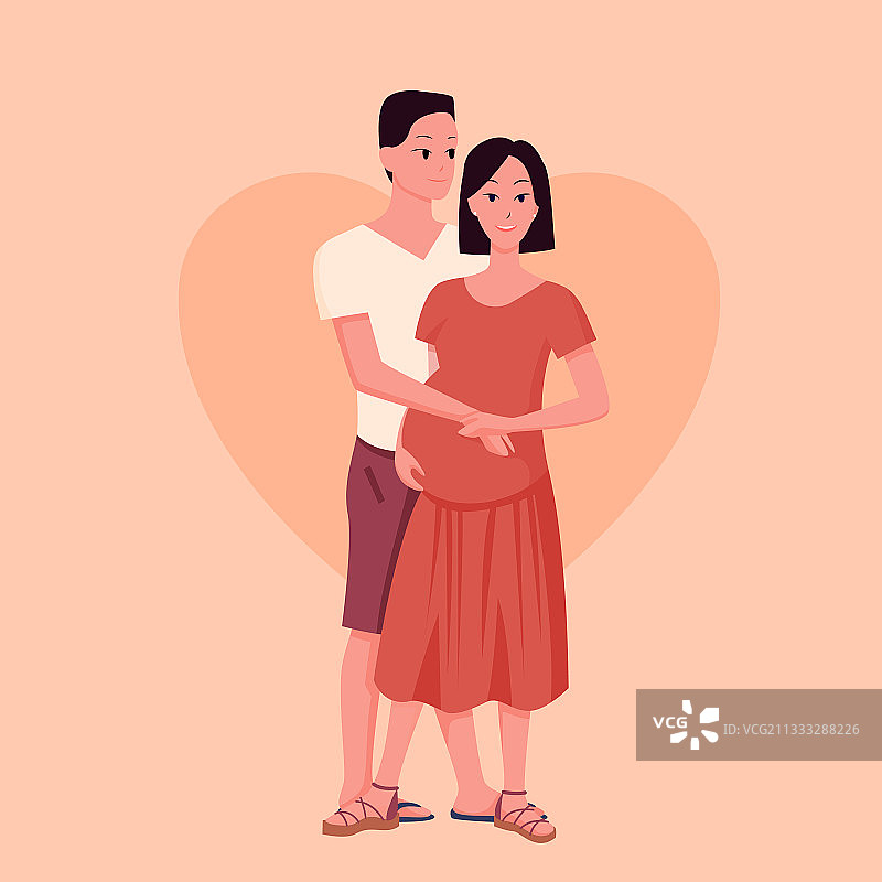 快乐的年轻已婚夫妇站立图片素材