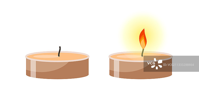 白色背景上的一组圆形蜡烛图片素材