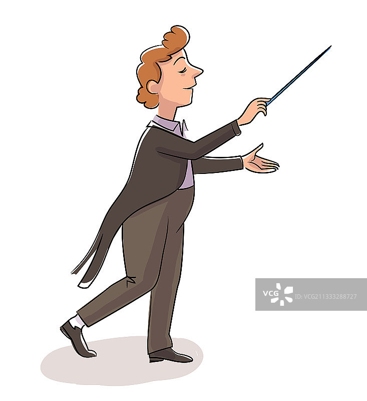 乐队指挥与指挥棒（白色背景）图片素材