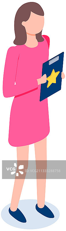 手持扁平风写字板的女人图片素材