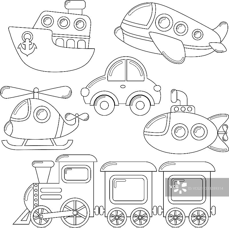 卡通交通工具汽车潜艇图标素材图片素材
