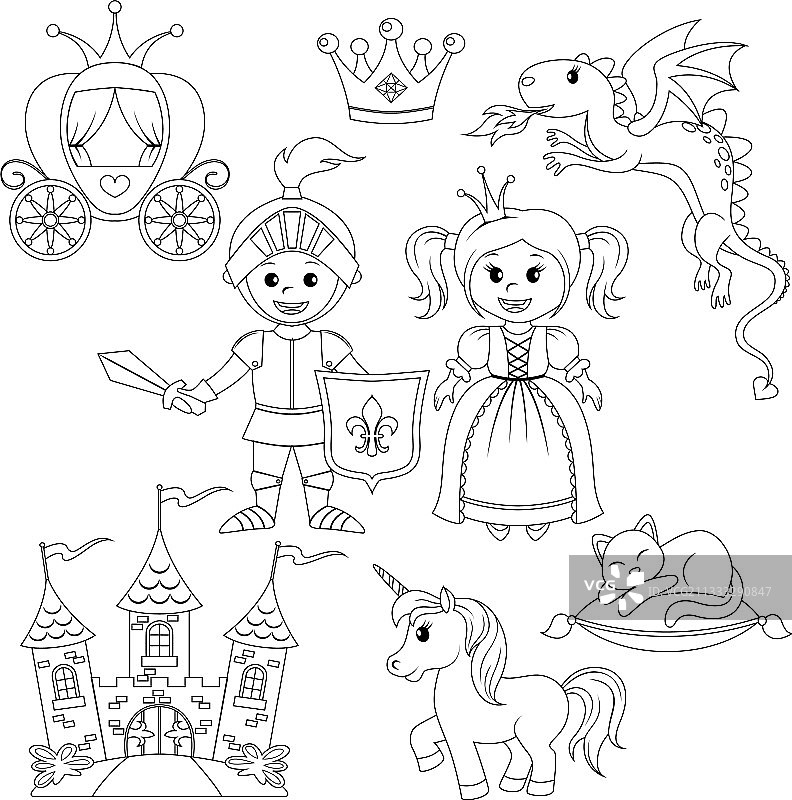童话公主骑士城堡马车图片素材