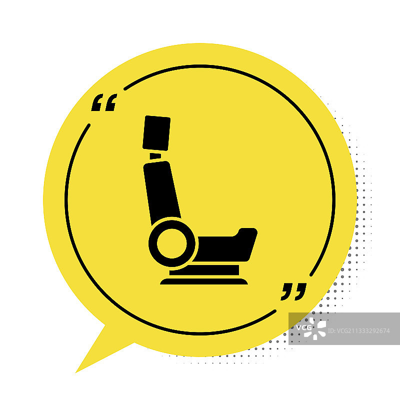 黑色汽车座椅图标，白色背景图片素材