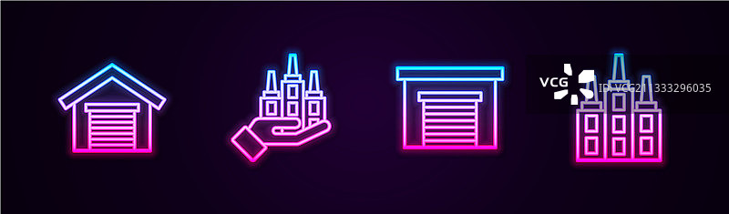 车库、摩天大楼和霓虹灯图片素材