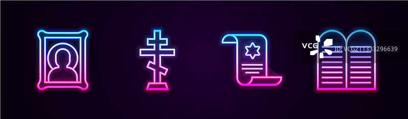 基督教图标、十字架与妥拉卷轴图片素材