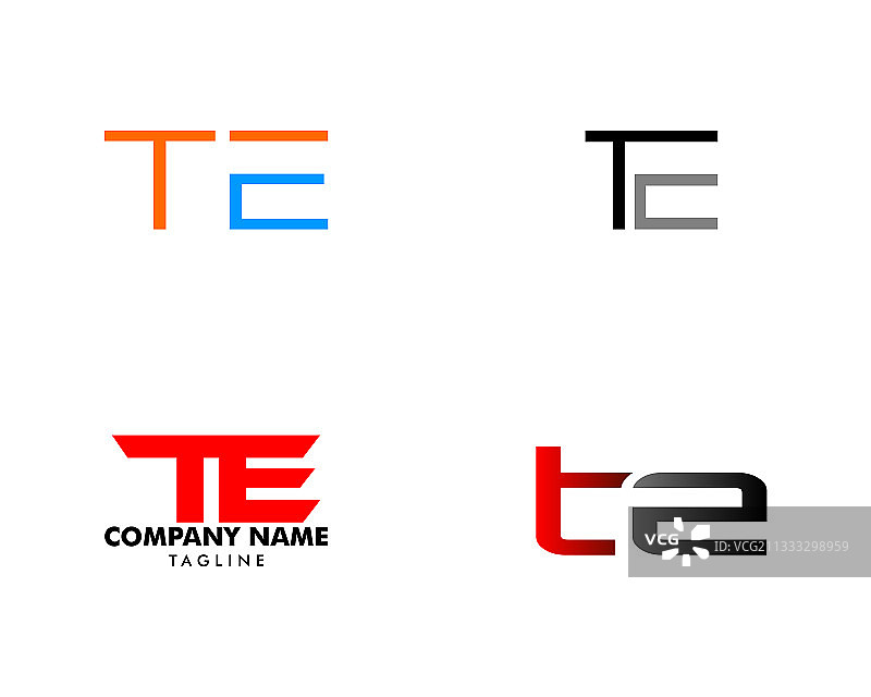 首字母TE设计logo套装图片素材