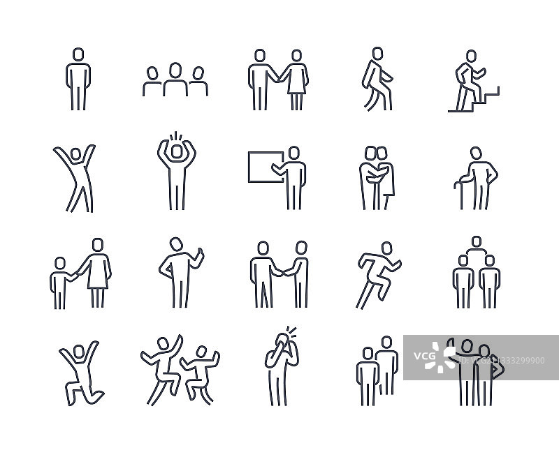 人形轮廓图标集图片素材