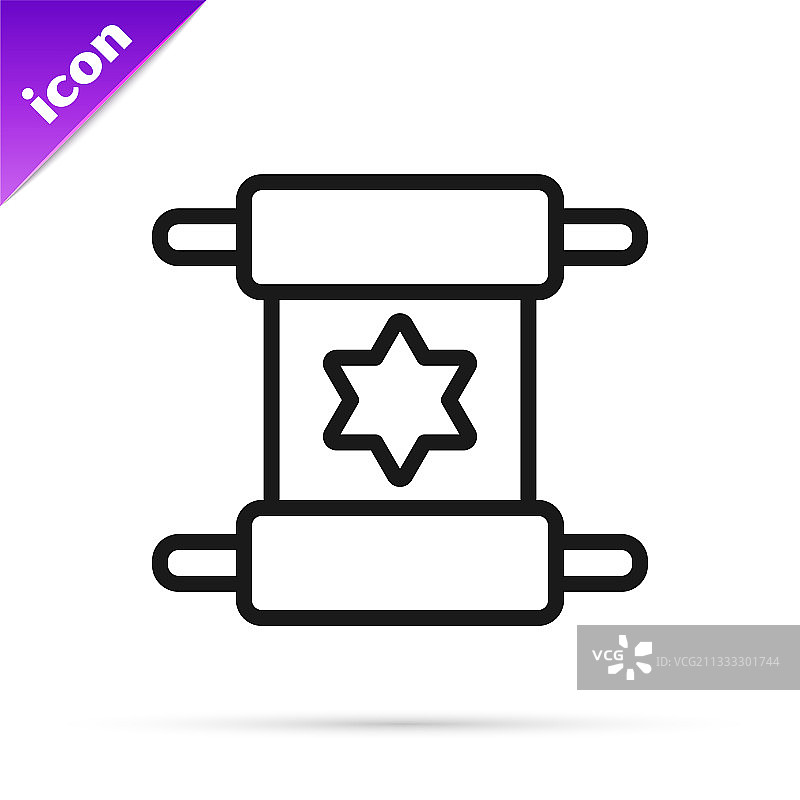 白色背景上的黑色妥拉经卷图标图片素材