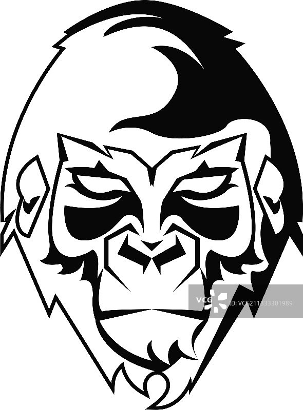 野生大猩猩动物头部单色图标图片素材