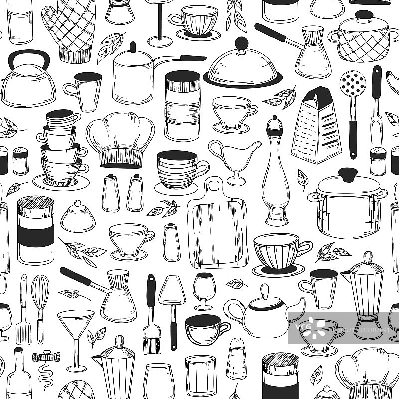 厨房工具涂鸦素描图片素材