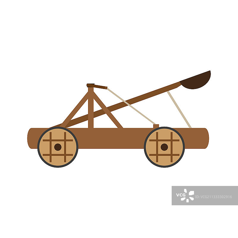 古代木制战争投石车武器独立图标图片素材