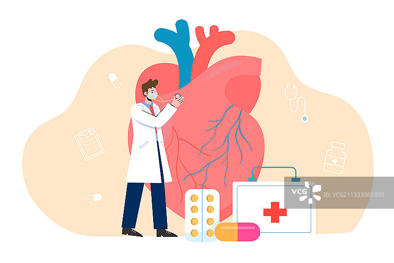 心脏检查医疗健康矢量插画图片素材