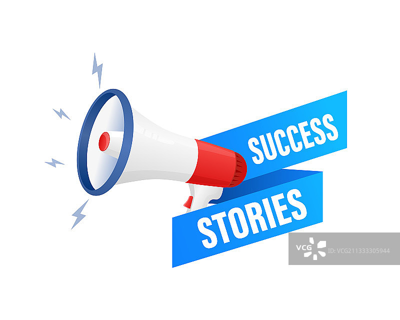 带有扩音器图标的成功案例徽章图片素材