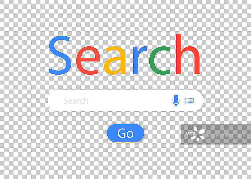 白色背景上的逼真风格搜索系统模板图片素材