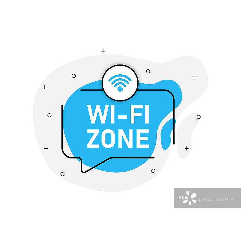 蓝色抽象无线网络区域贴纸图片素材