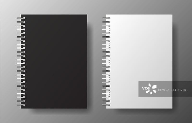 逼真的空白黑白螺旋笔记本图片素材