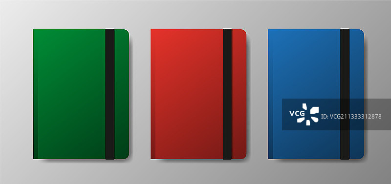 逼真空白绿红蓝笔记本图片素材