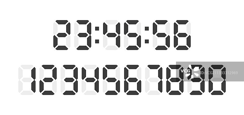 白色背景上的数字时钟数字集图片素材