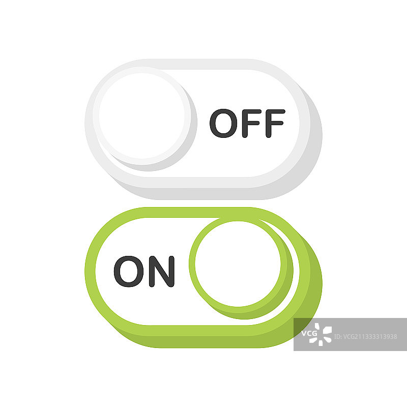 开启／关闭拨动开关按钮现代3D扁平风格图片素材
