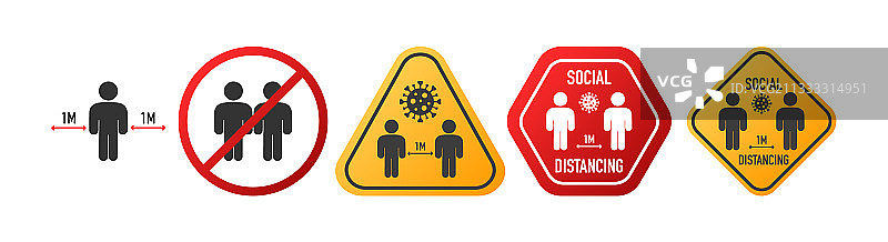 保持1米或6英尺社交距离图片素材
