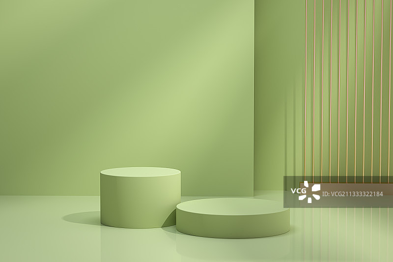 绿色产品展台三维场景图片素材
