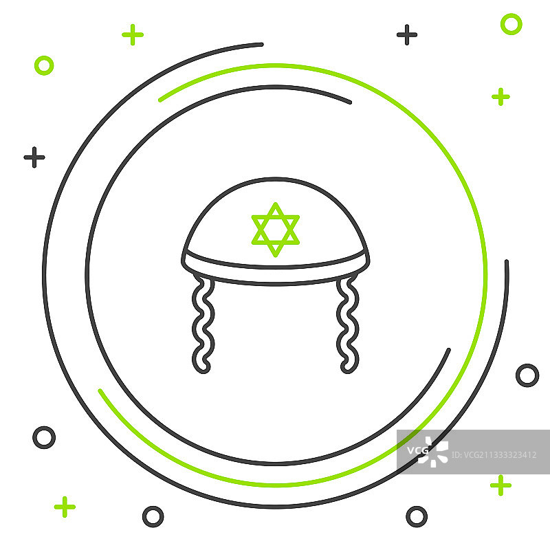 带大卫之星的犹太小帽线条图片素材