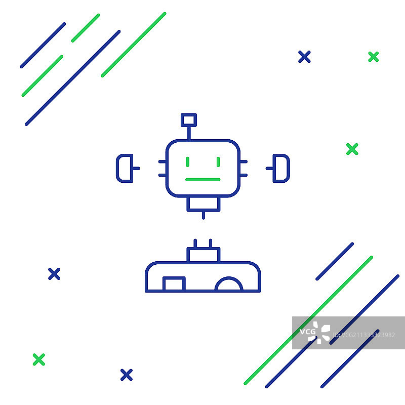 白色背景上分离的拆卸机器人线条图标图片素材