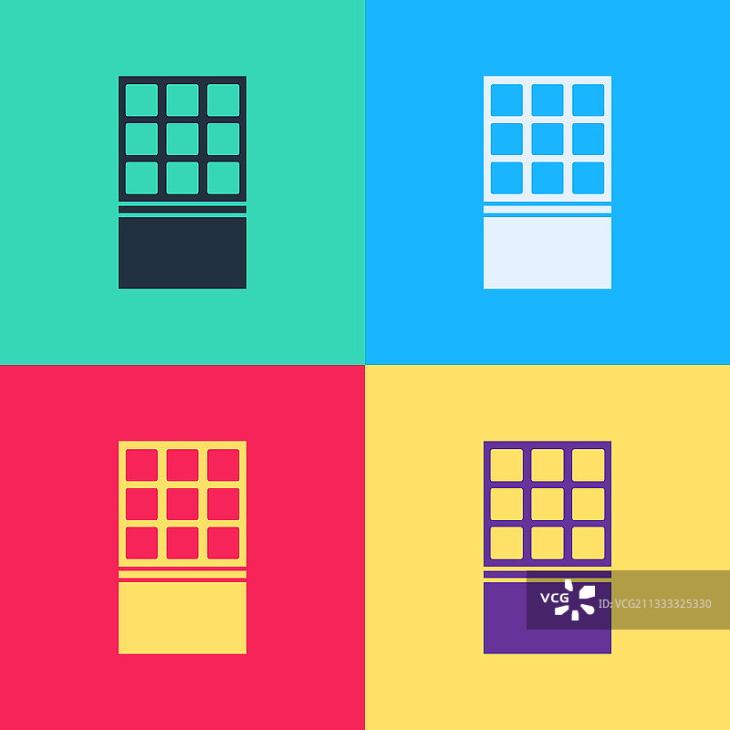 彩色背景上的波普艺术巧克力棒图标图片素材