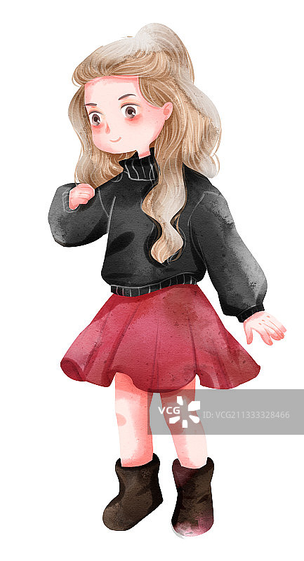 女孩动作插画图片素材