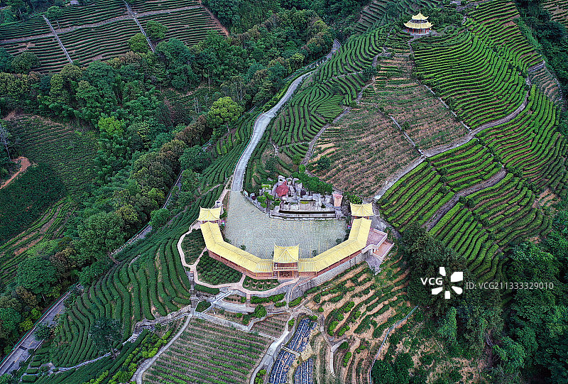 广东省梅州市梅县区雁洋镇阴那山灵光寺旅游区航拍图片素材