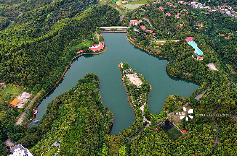 广东省梅州市梅县区雁山湖国际花园度假区航拍图片素材