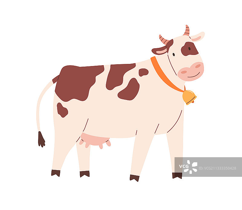 有趣的奶牛：脖子上戴着铃铛图片素材