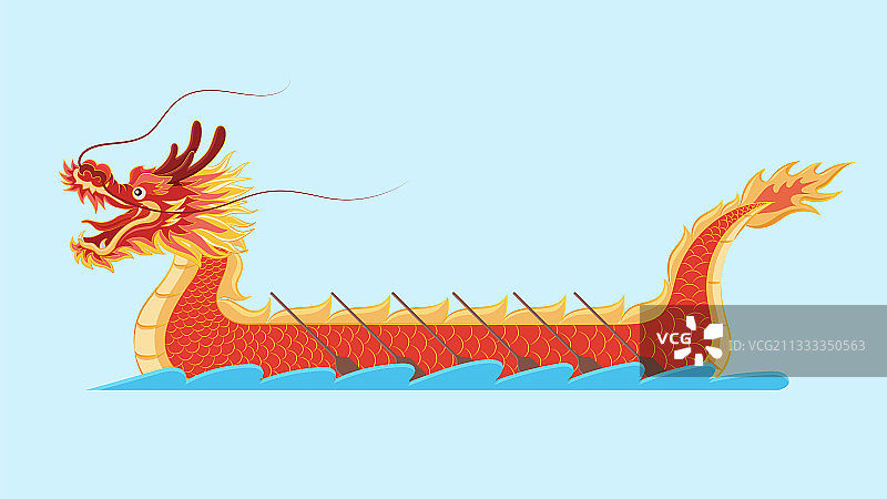 端午节赛龙舟场景展板龙矢量插画图片素材