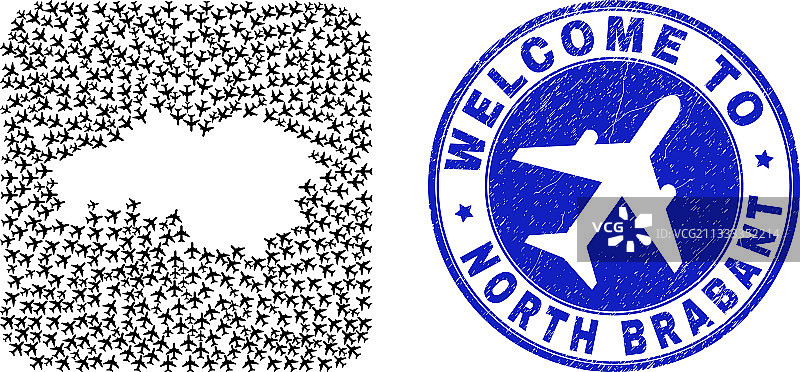 北布拉班特省地图欢迎橡胶印章图片素材