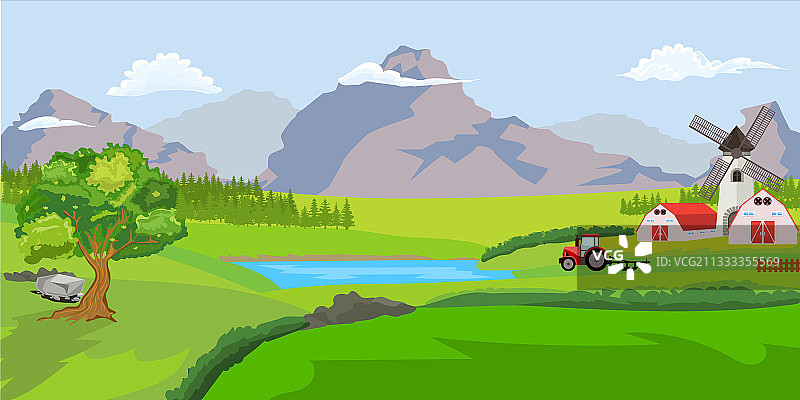 乡村景观中的农舍图片素材