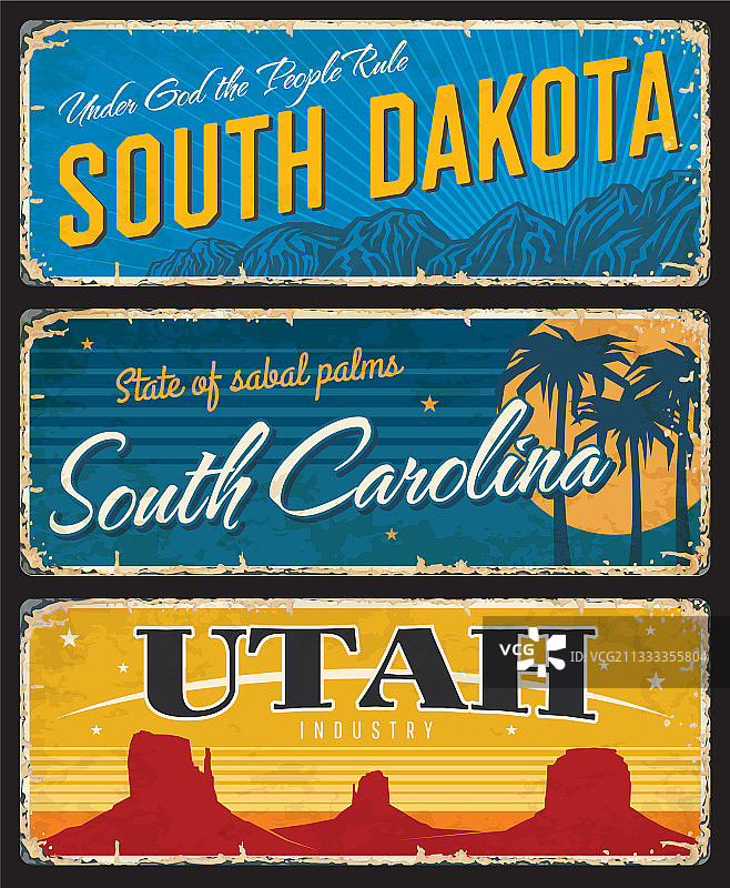 犹他州、南达科他州和卡罗来纳州模板图片素材