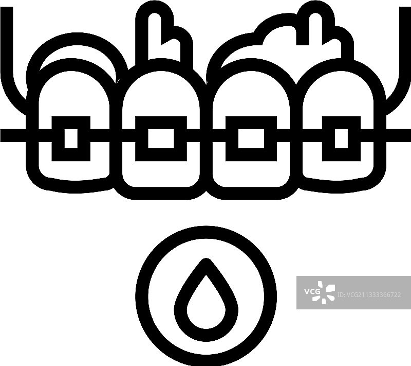 牙齿牙套出血线性图标图片素材