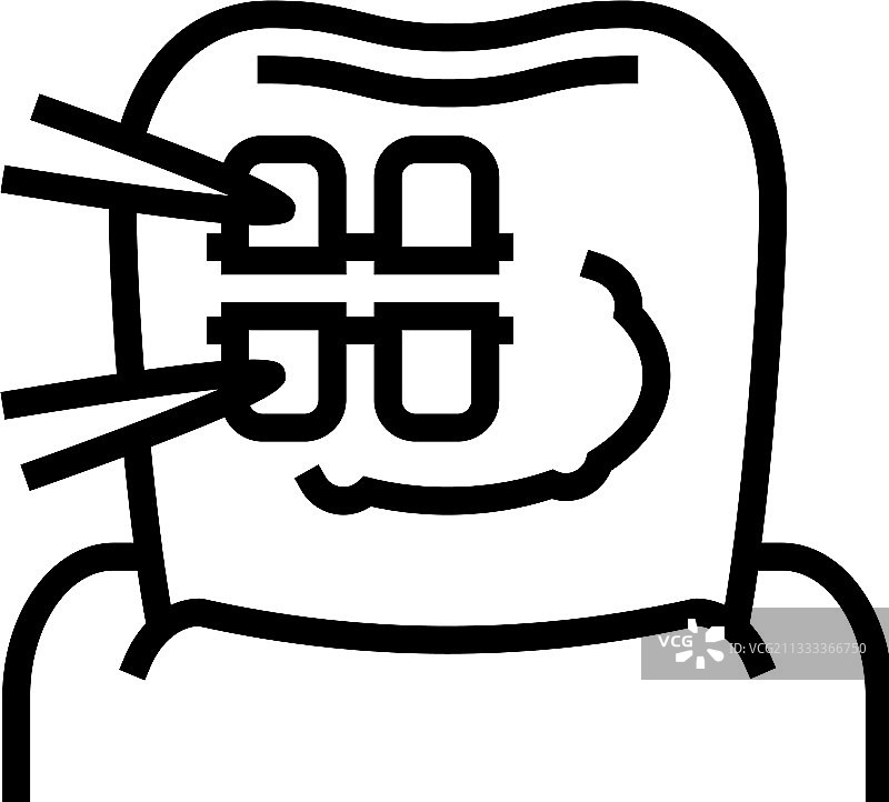 牙齿矫正器安装线条图标图片素材